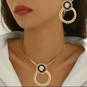 Designer Inspired Lion Doorknocker Earring & Necklace Set